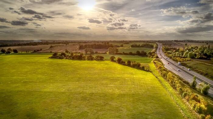 View over the A120 near Stansted airport